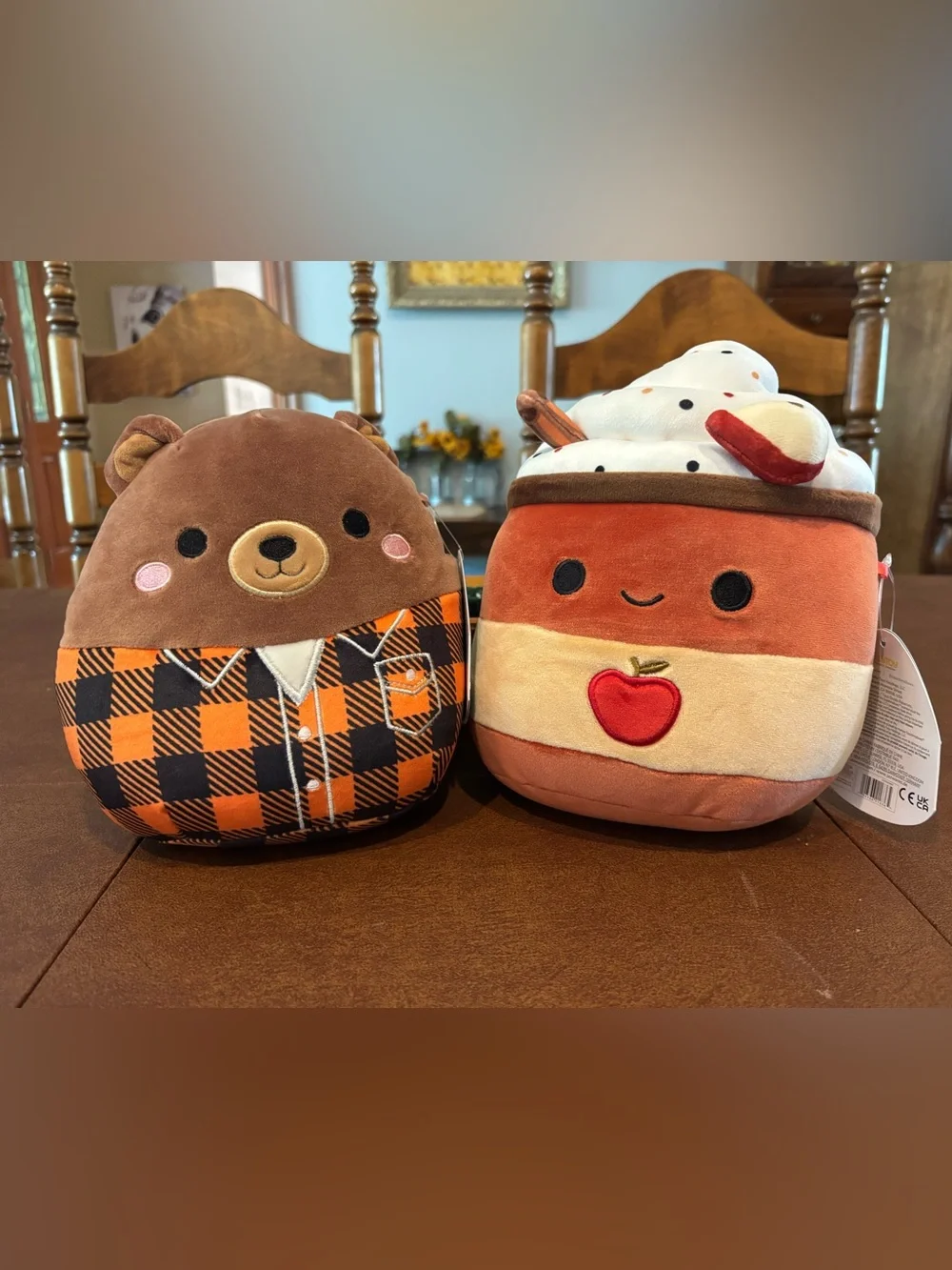 Squishmallows Brown and Orange Bear + Pumpkin Pie Duo Plush Set